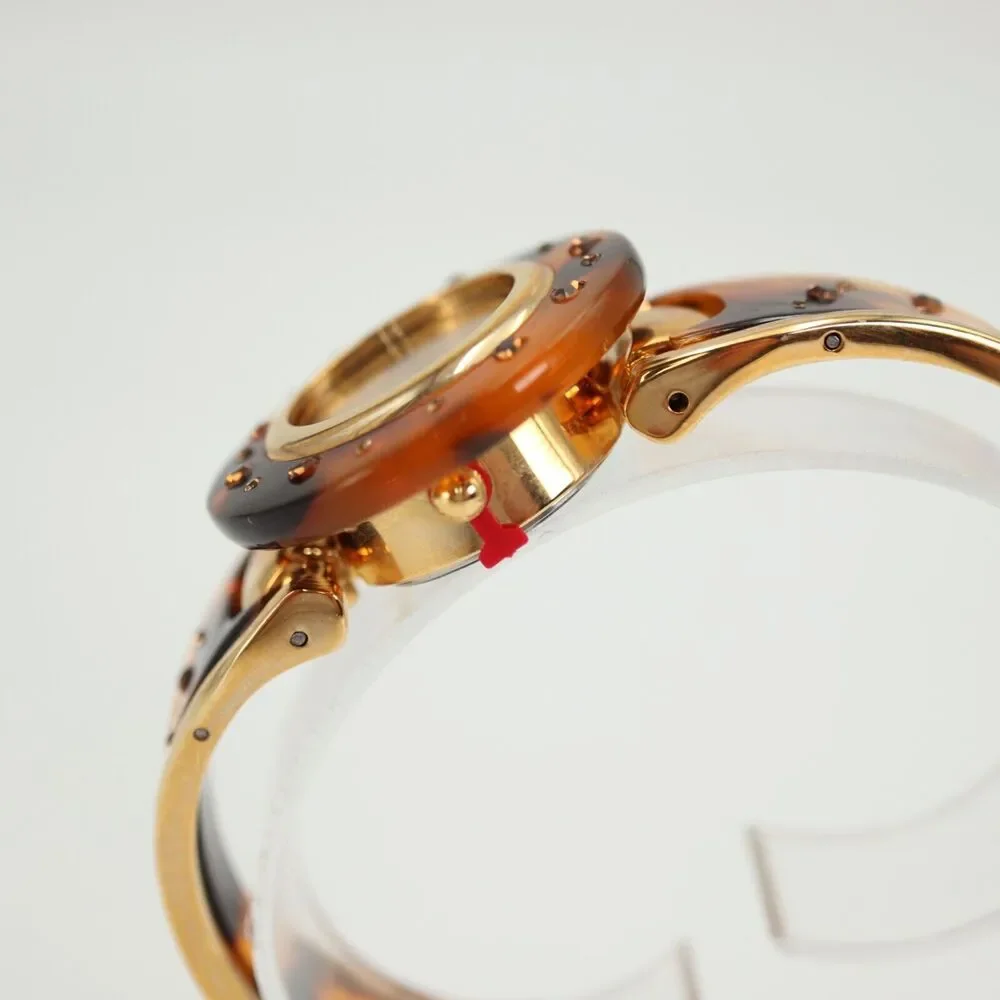 Ashley Princess Womens Watch MOP Dial Tortoise Jewel Bezel Cuff Bracelet Working